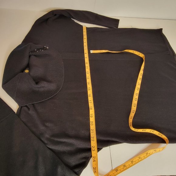 JM Collection Ladies Black Open Front T-Neck Sweater, Size L - Picture 5 of 12